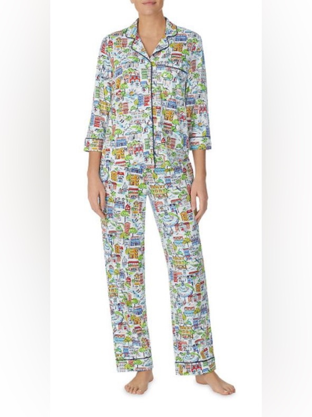 KATE SPADE NEW YORK TOWN BUILDINGS PAJAMAS MULTI WOMEN’S XL
